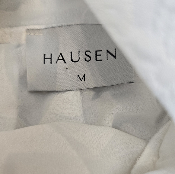 NWT Hausen White Puff Textured Sleeve Dress, Medium - Picture 7 of 12